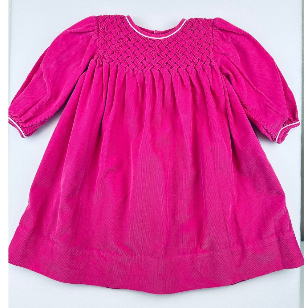 Petit Ami Girls Pink Corduroy Smocked Basketweave Dress 2T Long-Sleeve